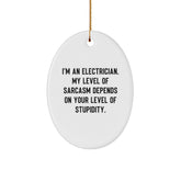 Electrician Sarcasm Oval Ornament Gifts from Men to Electrician Friends, Funny Christmas Decorations - Image 1